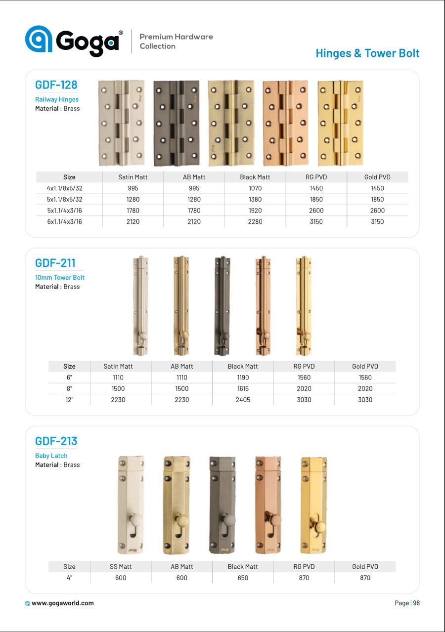 Goga Hinges & Tower Bolts
